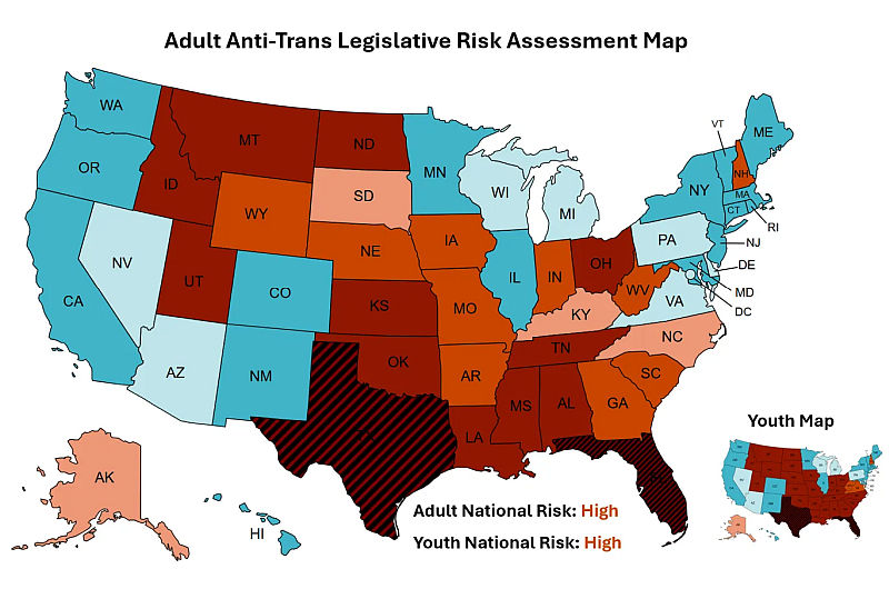 Erin Reed's state risk map - Maryland is the darkest blue for safety