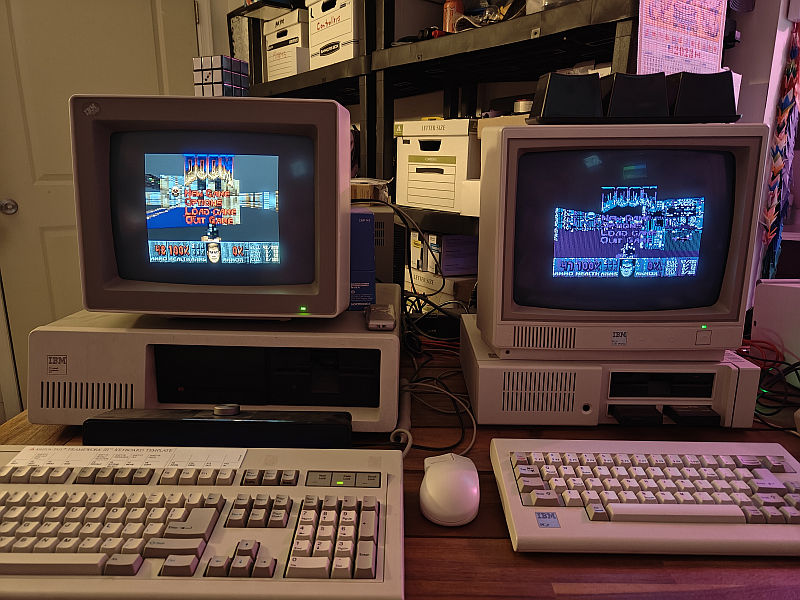 My TurboXT (with working 10mb MFM HDD) and PCjr running DOOM8088