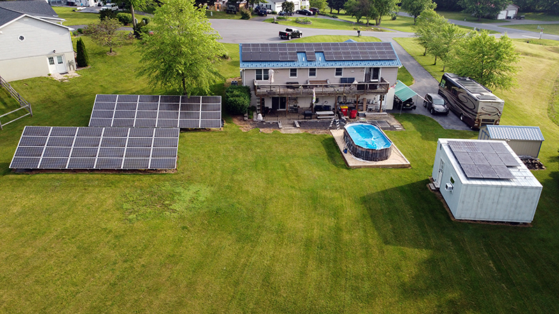 The property, with plenty of solar on pretty much everything.