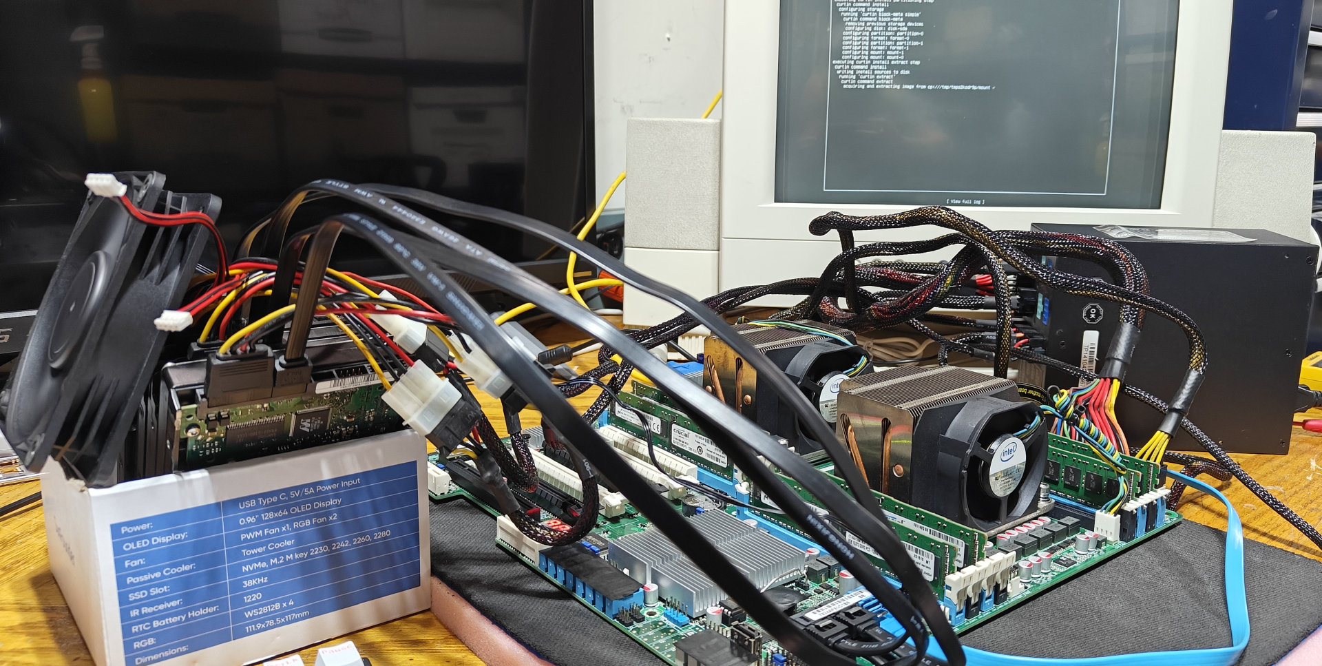 Initial bench testing of the motherboard