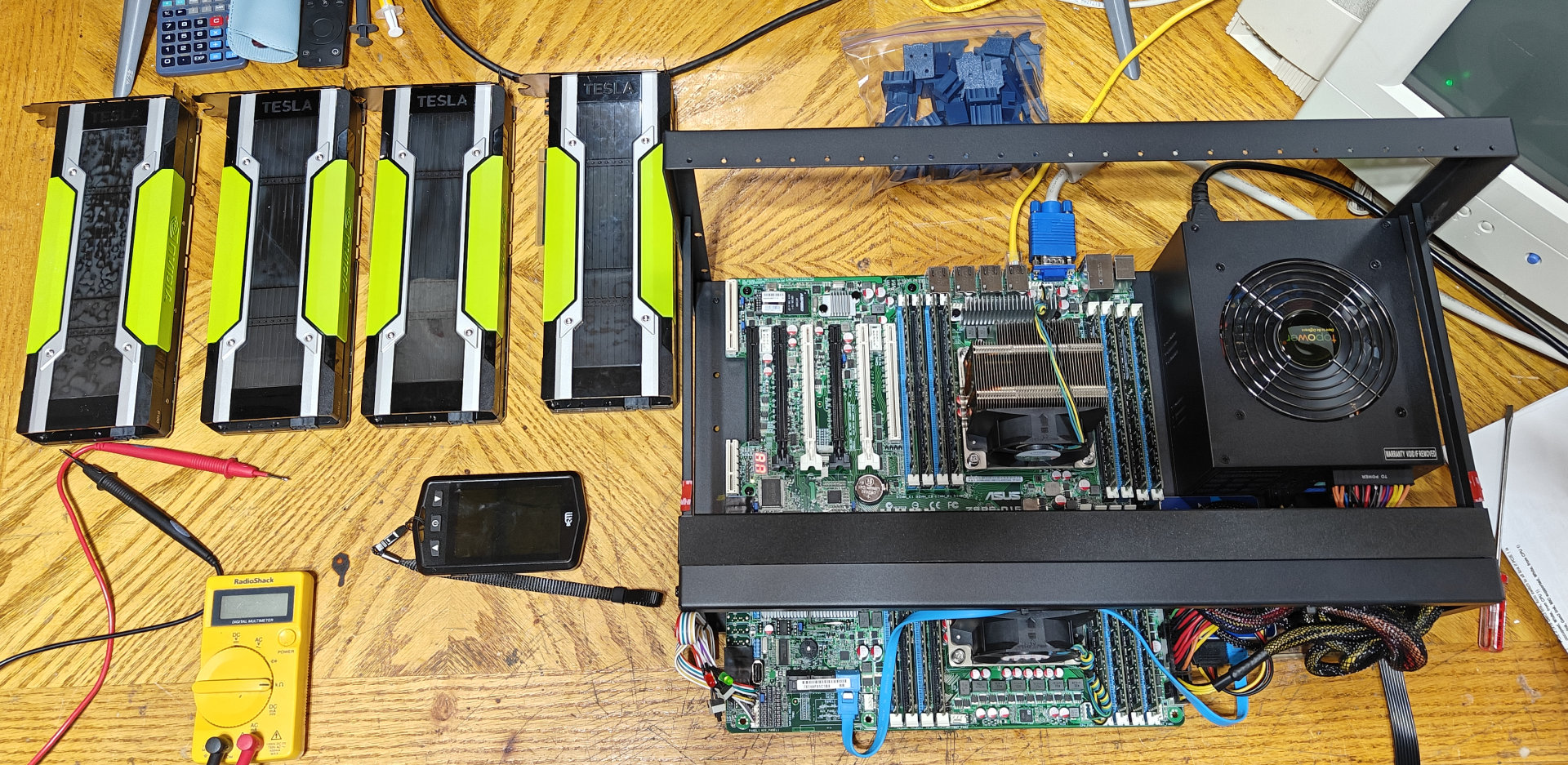 Got the cheapest mining rack I could find to hold this beast together